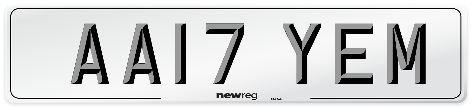AA17 YEM Number Plate from New Reg